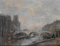 Albert Lebourg (1849-1928)<br><em>Notre-Dame de Paris et le pont Saint-Michel</em><br>Huile sur toile signée en bas à droite<br>50 x 64 cm<br>© Collection particulière / Marc-Henri Tellier</div>